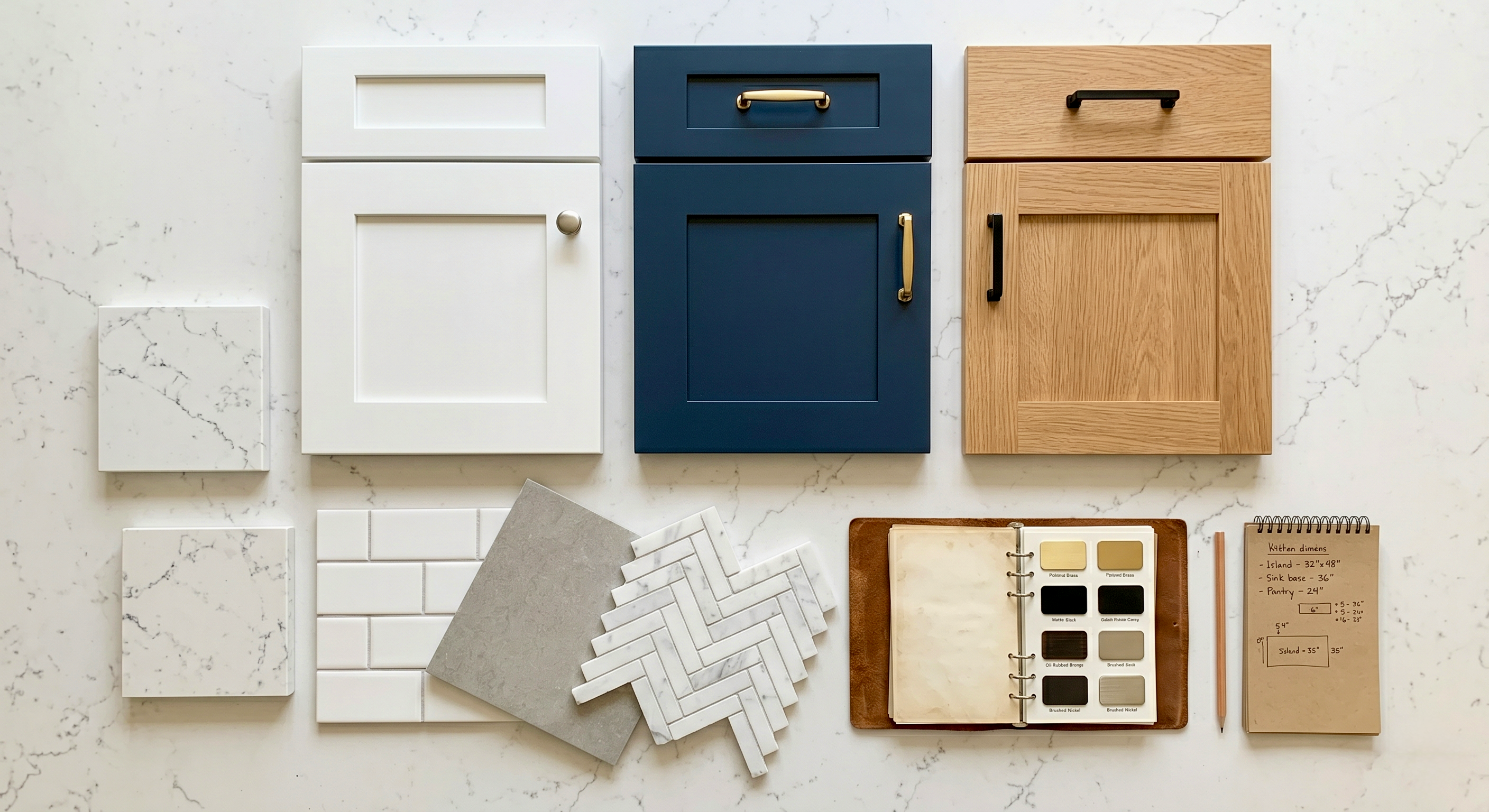 Home renovation material samples and planning